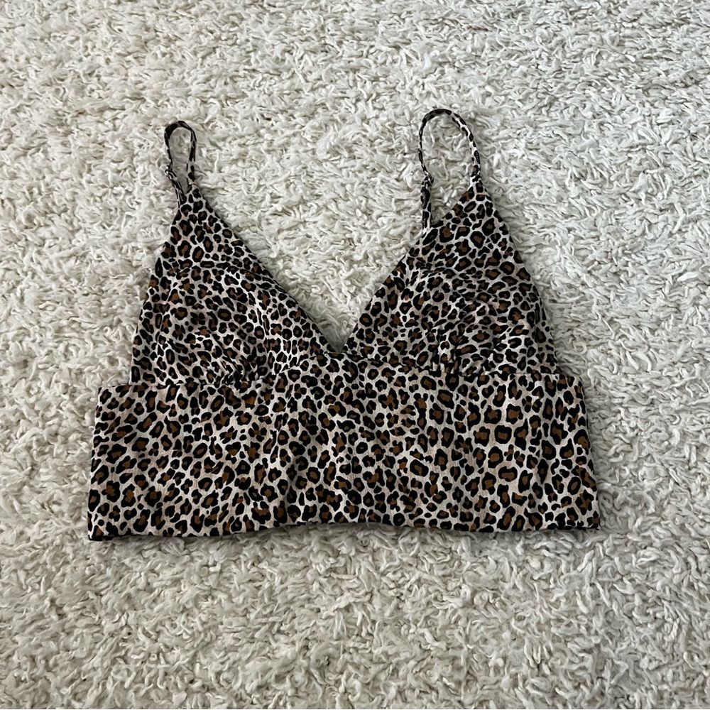 zara leopard bralette cropped top size medium